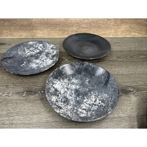 Dudson England Finest Vitrified Textured Matte Black 10” Deep Plates ~set of 2